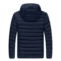 Zimska jednobojna jakna s patentnim zatvaračem dugih rukava s džepom s kapuljačom, pamučna jakna za muškarce,