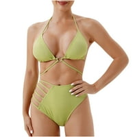 Ženski dvodijelni bikini kupaći kostim s kravatom na leđima jednodijelni kupaći kostim O-prsten u obliku slova