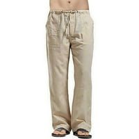 Muške hlače Ležerne muške domaće lanene hlače širokog kroja s velikim džepom i širokim nogavicama