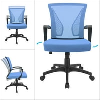 Uredska stolica a-list sa srednjim naslonom, ergonomska mrežasta radna stolica s lumbalnom potporom, plava