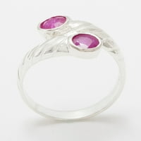 Ženski prsten od bijelog zlata od 9 karata s prirodnim rubinom britanske proizvodnje - opcije veličine - - opcije
