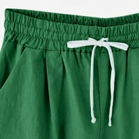 Kratke hlače za žene ljetne hlače za tisak pamuka s visokim strukom plus kratke hlače za vezanje plaže džep s