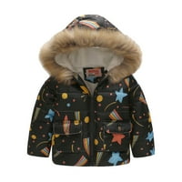 Zimski kaputi za bebe s kapuljačom, Vanjska odjeća za malu djecu sa zimskim printom, topla debela jakna s patentnim