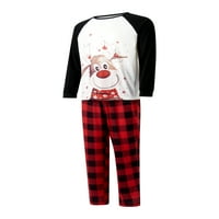 Obiteljski pidžama Set, majica dugih rukava s printom Jelena i karirane hlače, Odjeća za spavanje