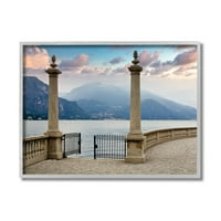 Pejzaž planinskog jezera _ Talijanska Arhitektura stupova zidna umjetnost u sivom okviru, 14, dizajn Alan Blaustein