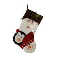 Božićne čarape, velike čarape, klasične čarape za vješanje uz kamin, snježne pahulje, ukrasne čarape s Djedom