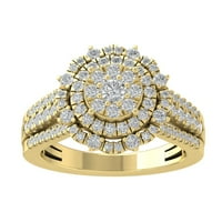 Dvostruki Halo prsten od žutog zlata od 14 karata, veličine 7,5