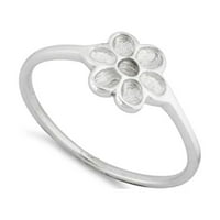 Ženski prsten s prozirnim cvijetom od srebra presvučen oksidiranom platinom