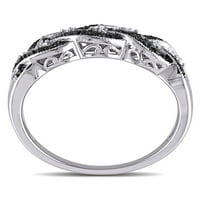 Križni prsten od sterling srebra s crno-bijelim dijamantom u karatima