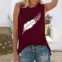 Rasprodaja ženske tunike majice s naramenicama modne majice s grafičkim printom za djevojčice s printom perja
