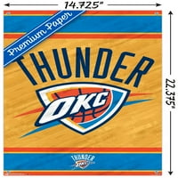 Plakat s logotipom grada Oklahoma Thunder na zidu s gumbima, 14.725 22.375