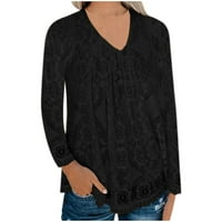 Rasprodaja ispod 5 dolara Ženska bluza s cvjetnom čipkom i spajanjem, jednobojni vrhovi s izrezom u obliku slova