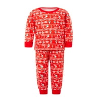 Božićne obiteljske pidžame, odgovarajući setovi, majice s dugim rukavima s printom + hlače, klizači
