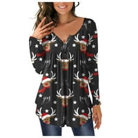 Ženski božićni snjegović Elk Santa majica print majica dugih rukava bluza bluza hot8sl4486647