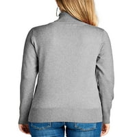 Ženski jednobojni pleteni džemper s dugim rukavima