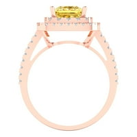 2. Dijamant rez Princess imitacija žuti dijamant od ružičastog zlata 14 karata Halo Solitaire s umetcima Veličina