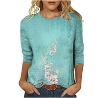 Sjajni ženski vrhovi dugih rukava ženska modna široka majica s printom bluza s okruglim vratom ležerni vrhovi