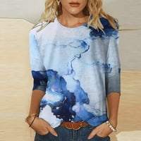 Ženske Ležerne ljetne majice s okruglim vratom s printom u donjem rublju majica s okruglim vratom s rukavima od