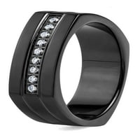 Obalni nakit četvrtasti prsten od nehrđajućeg čelika s crnim premazom s kubičnim cirkonijem