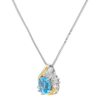 Ogrlica s privjeskom od 10k žutog zlata, 18, imitacija plavog topaza i dijamantnog naglaska od srebra