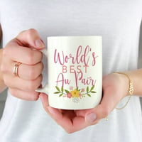 11 oz. Poklon šalica za kavu geg najbolji svjetski au pair cvjetni dizajn 1 pakiranje ideje za rođendanske i božićne