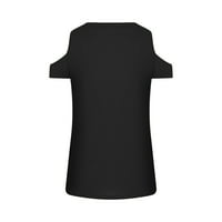 BUIGTTKLOP majice za žene, žene vrhovi seksi V-izrez zvijezde bez naramenica casual sportska majica bluza crna