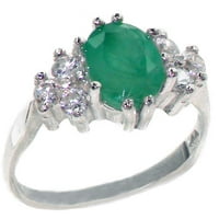 ženski prsten od prirodnog smaragda i dijamanta od bijelog zlata od 10 karata