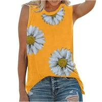 Rasprodaja ženskih modnih ležernih ljetnih majica sa suncokretovim printom prsluk s okruglim vratom Majica Bez