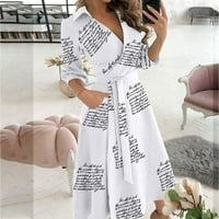Rasprodaja ženske ljetne haljine za žene, ležerna široka zavojna haljina s izrezom u obliku slova H i printom