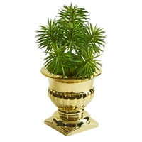 Umjetna biljka s bodljikavim sukulentom u zlatnoj vazi