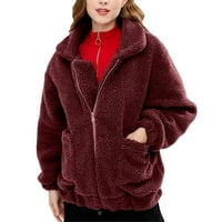 Kaputi za žene, plišani kaput s dugmadima s dugim rukavima, zadebljani jednobojni kaput s reverom, jakna, gornja