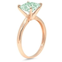 3. CT Brilliant Princess Cut Clear Simulirani dijamant 18K ružičasti zlatni prsten SZ 3,75