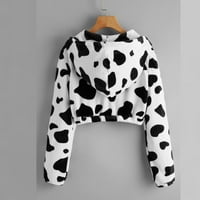 FIMKAUL ženske dukserijske kapuljače zima jesen plus veličina dugih rukava casual vrhovi krava tiskana pulover