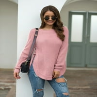 Jesenski džemperi, jakna modernog kroja, pulover, ležerni ženski džemperi s okruglim vratom, kardigan u ružičastoj