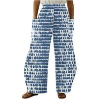Široke hlače za žene, rastezljive dnevne hlače s printom visokog struka, Ležerne široke ljetne hlače za plažu