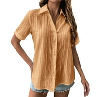 Ženska majica kratkih rukava s izrezom u obliku slova u, modna ležerna bluza na kopčanje, jednobojni top, kompresijske