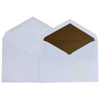 Kompleti papirnatih omotnica za vjenčanje, 8 komada, bijela s čokoladno smeđom oblogom, 100 pakiranja
