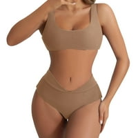 Kupasti kostim ženama Žene ljetne čvrste boje razdvojeni bikini visoki struk kupaći kostim odijelo dva postavljena