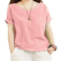 SANVIGLOR WOMAN Majica majica kratkih rukava majica posada Neck Summer Tops Casual Pulover Work Tunic Bluza ružičasta