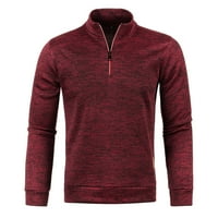 Muški redovni fit zip casual pulover dugih rukava plus masivna kapuljača od solidne boje vino 3xl