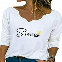 Ženske majice predimenzionirane V-izrez sportske cvjetne tiskane majice s dugim rukavima Tanke košulje atletski
