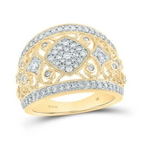Ženski masivni prsten od žutog zlata od 14 karata s okruglim dijamantom i filigranom veličina prstena 7