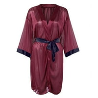 Žensko donje rublje pikantni crni svileni satenski kimono ogrtač čipkasti ogrtač donje rublje za spavanje pidžama