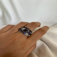 Ametist Karillon prsten za raspršivanje dragog kamenja 6K srebrni prsten za žene veličina prstena: 9,5
