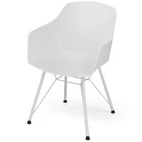 Plastična stolica za blagovanje, moderna stolica za kućni ured s metalnim nogama u bijeloj boji