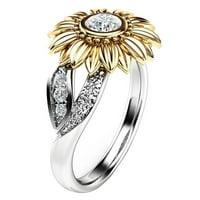 Ženski prsten u obliku cvijeta u dvije boje okrugli dijamant zlatni poklon u obliku cvijeta za Valentinovo večernji