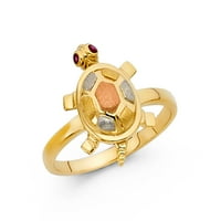 Nakit od žutog, bijelog i ružičastog trobojnog zlata 14k modni prsten za obljetnicu kornjače veličine 5
