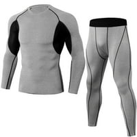 Muška sportska košulja za kompresiju + hlače upečena kože dugi rukavi Brzi suhi fitness staza za teretana joga