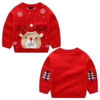 Božićni pleteni džemper za dječake i djevojčice, pulover za bebe sa slatkim printom losa, majica s okruglim vratom