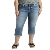Tvrtka Silver Jeans. Ženske Kapri veličine plus veličine sa srednjim rastom i strukom, veličine 12-24